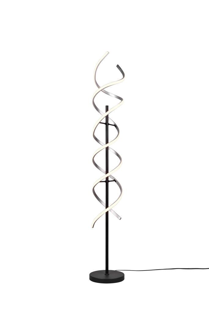 Piantana LED a spirale, metallo, alluminio e nero, H 150 cm, Sequence