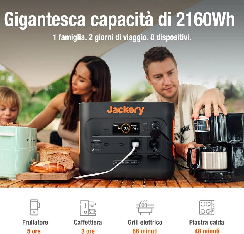 Centrale elettrica portatile Jackery Explorer 2000 PRO.  pacco batteria solare al litio mobile. per campeggio