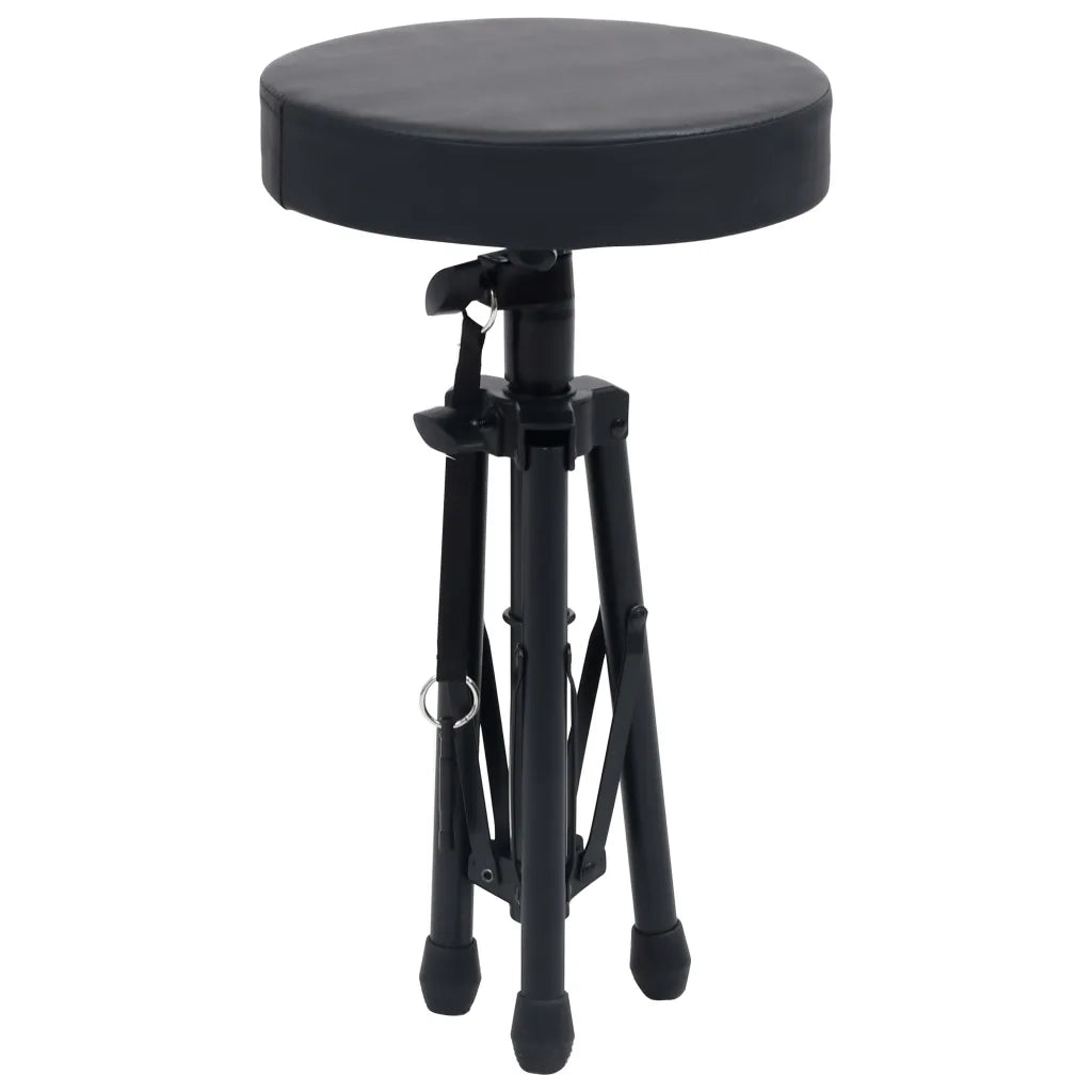 Set Supporto per Tastiera a Doppia Staffa con Sgabello Nero 70096