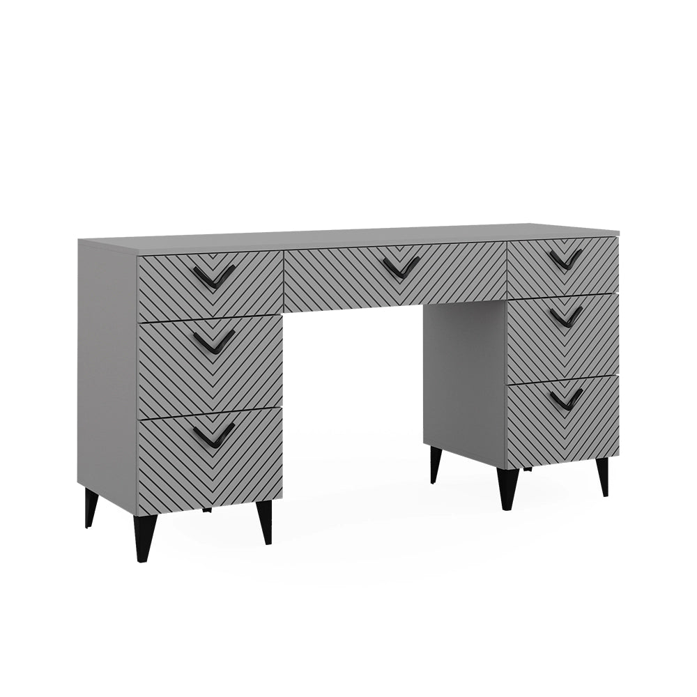 Vicco Scrivania Grigio 150 x 45 cm con 7 cassetti