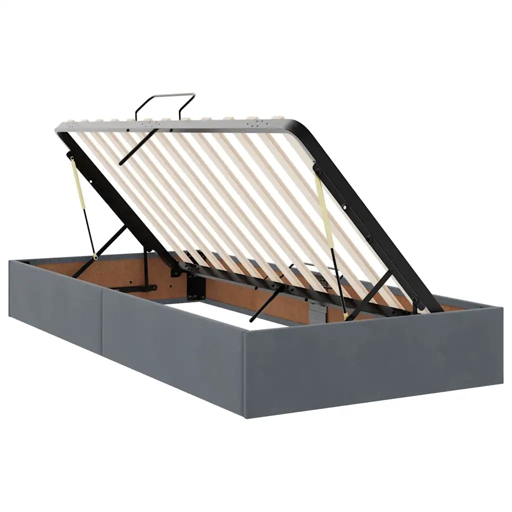 Letto con Contenitore Grigio scuro 200 x 200 cm Velluto