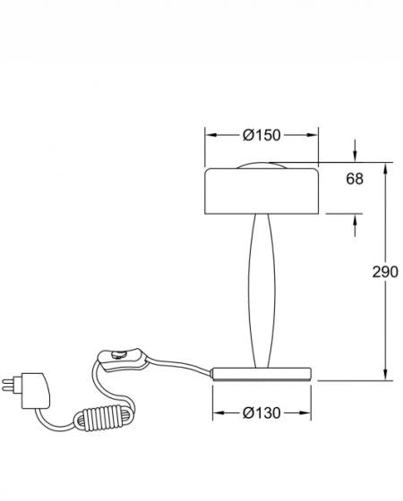 Lampada da tavolo Elea LED 8W 860lm 3000K, Struttura in metallo, legno e vetro soffiato con regolazione luce al tocco, Colore Nero - Elea
