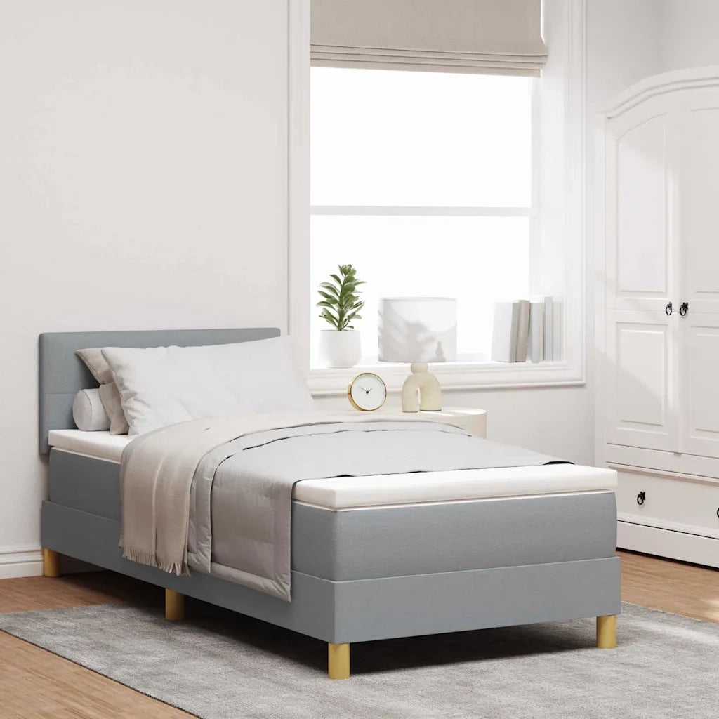 Letto a Sorgente LED con led Grigio chiaro 90 x 200 cm Tessuto