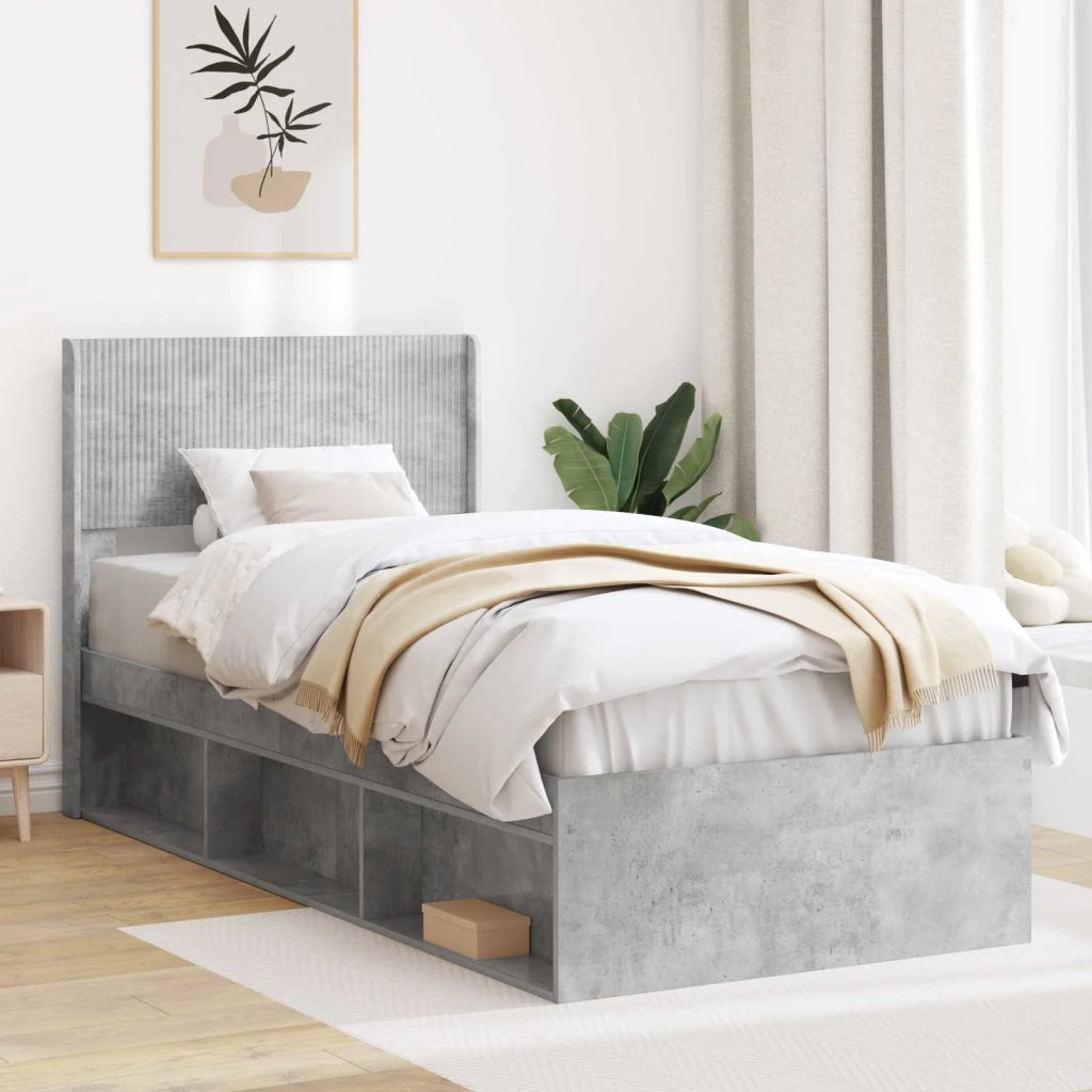 Struttura del letto con stoccaggio e testata Grigio Cemento 3414254