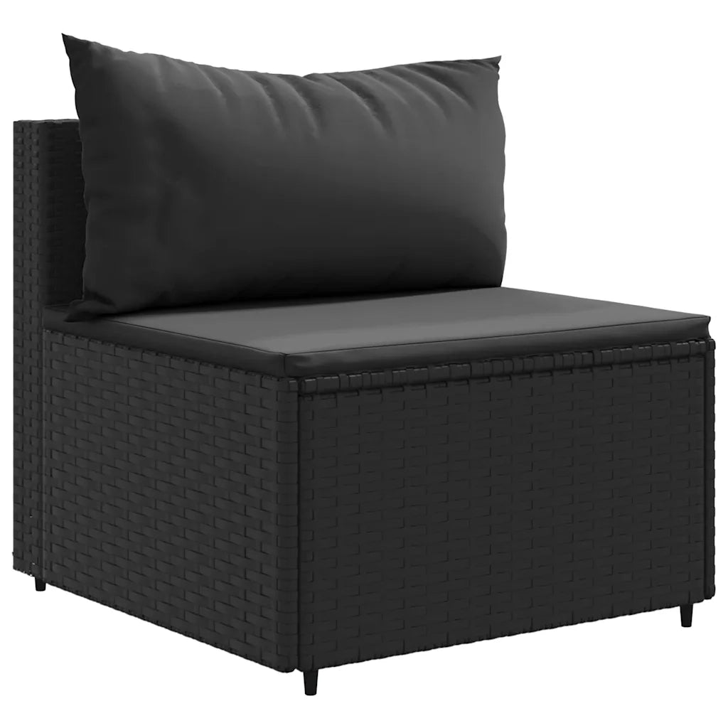 Set Divani da Giardino 4 pz con Cuscini Nero in Polyrattan