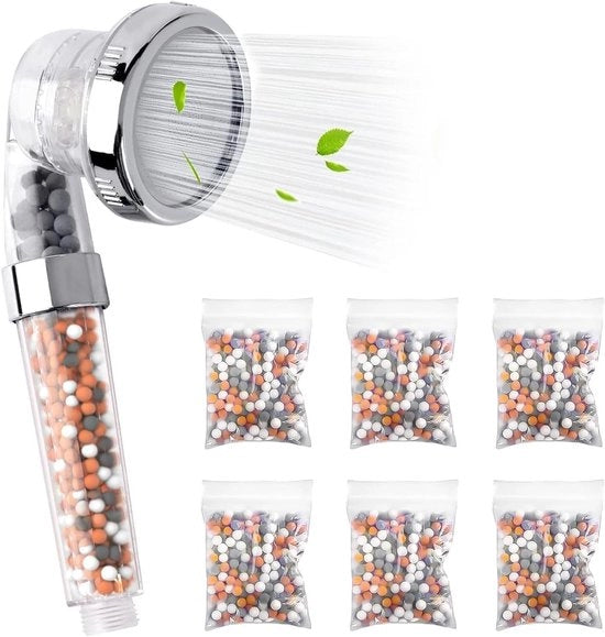 Palline di sostituzione ioni negativi minerali per filtro della doccia, con pietra bio-attiva di toermalina, per equilibrio pH e rigenerazione della pelle (6 pezzi)