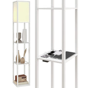 Lampada da Terra con Ripiani e Porte USB ¨C Minimal ¨C Bianco