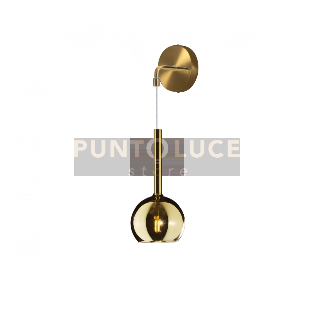 APPLIQUE OTTONE SAT. 1 LUCE PICCOLA VETRO ORO 1155OS-A-OR