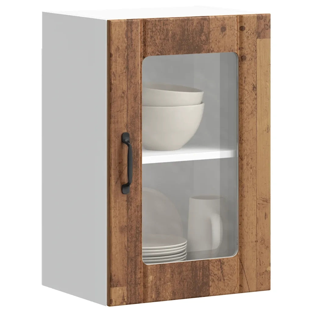 Pensile da Cucina con Porta in Vetro Lucca Legno Antico 853775