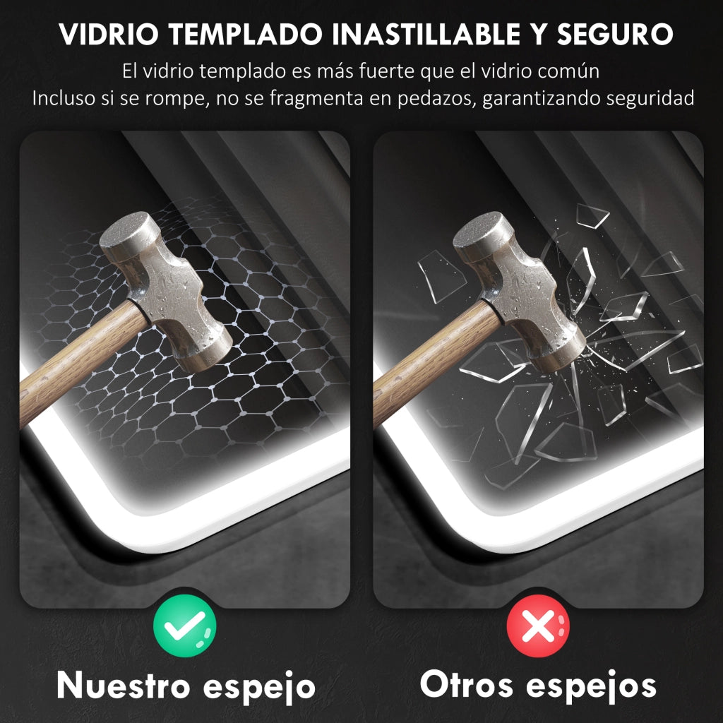 Specchio da Bagno con Luce LED ¨C Minimal ¨C Bianco 80x60 cm