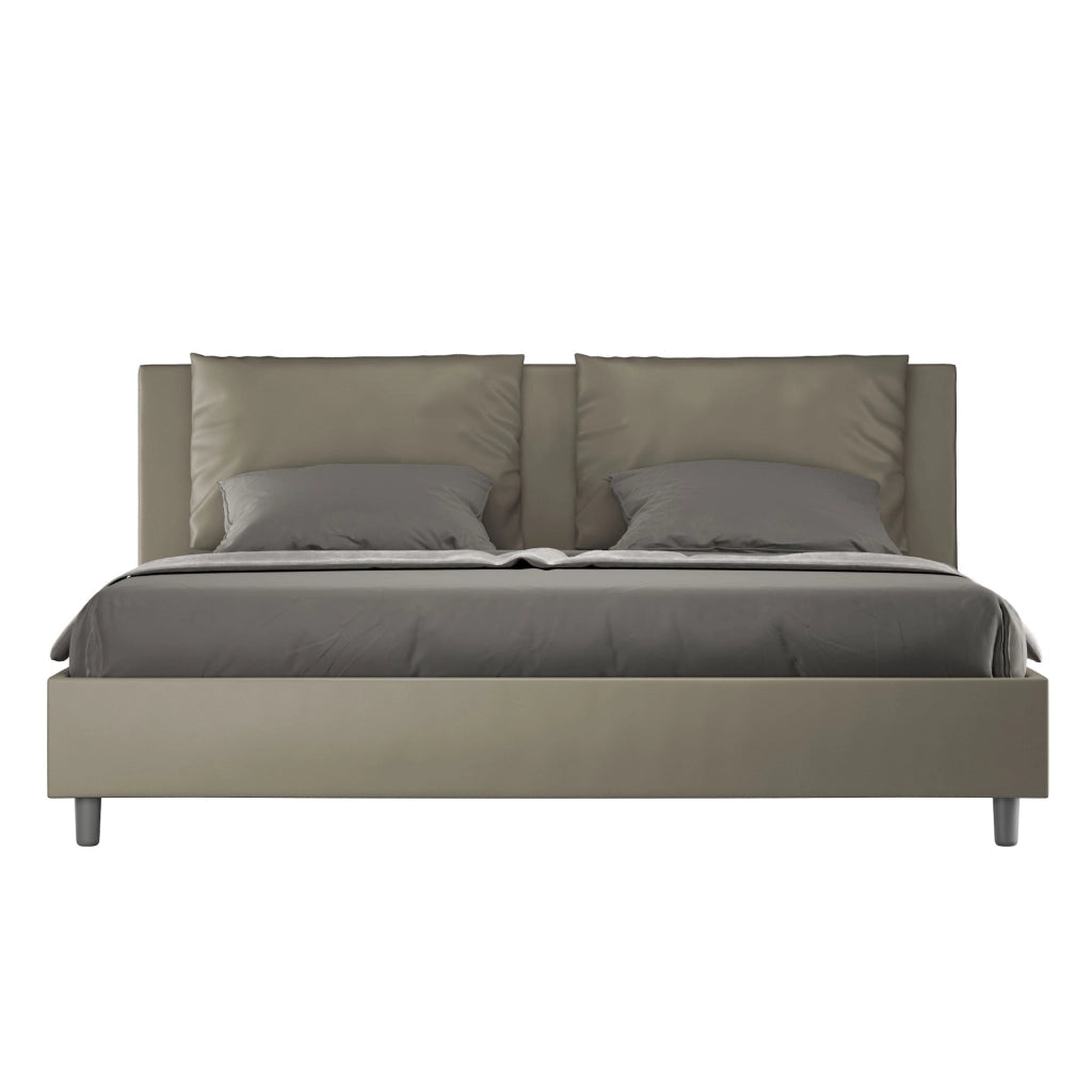 BS COM Letto con rete imbottito 180x200 similpelle cappuccino