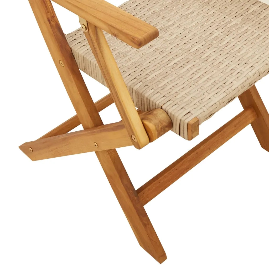 Set da Bistrot 3 pz Beige in Polyrattan e Legno Massello 3281852