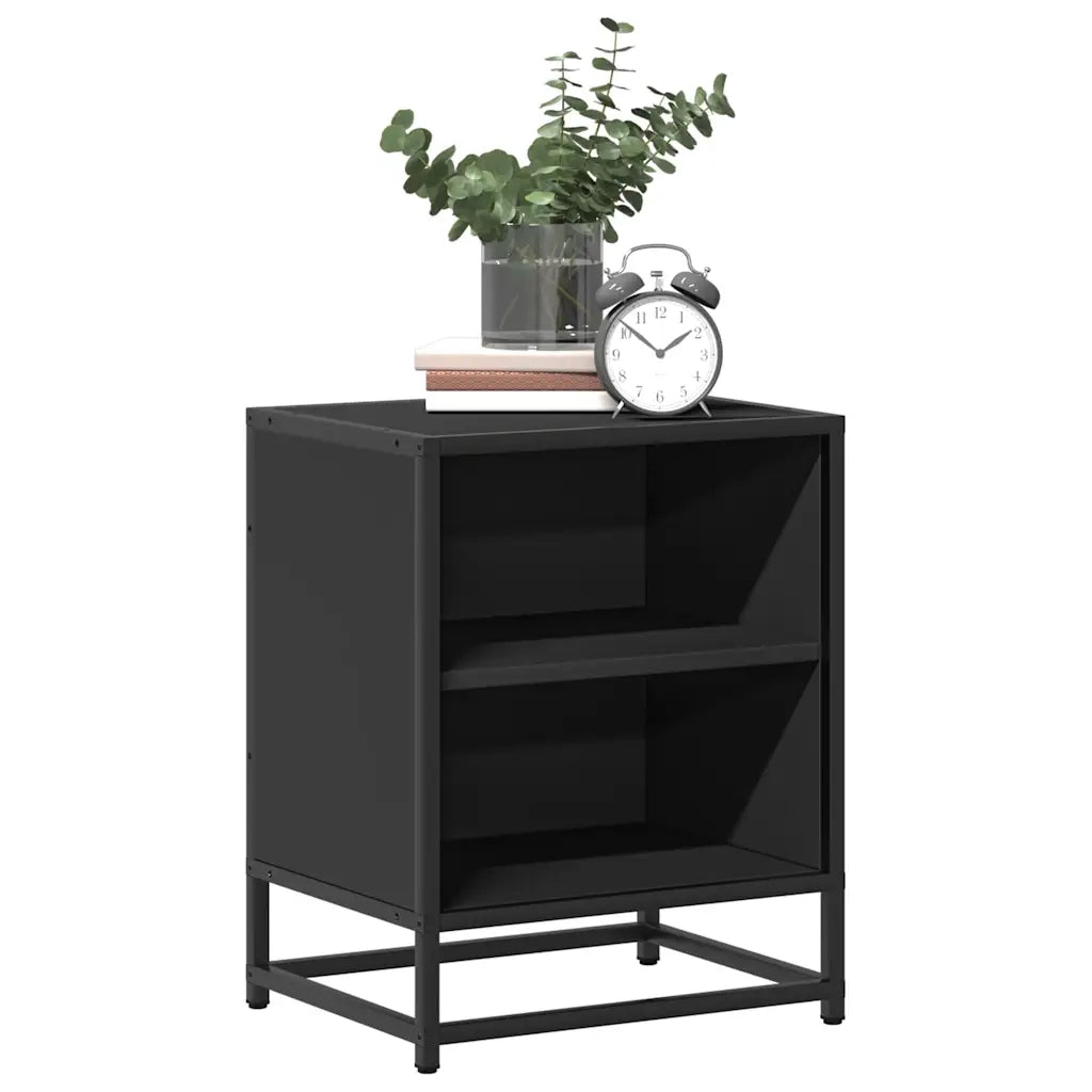Comodino Nero 40x31x50 cm Legno Multistrato e Metallo 848699