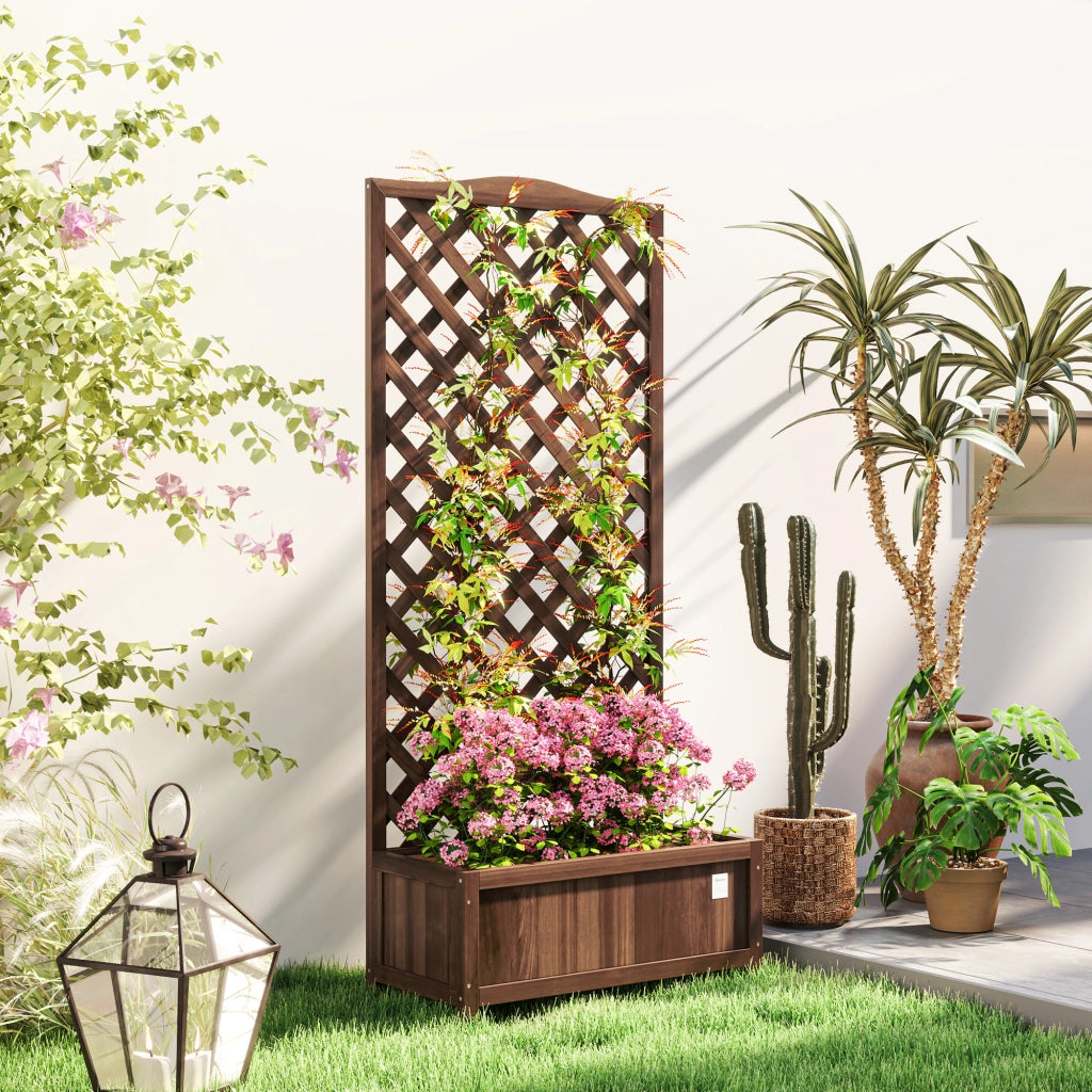 Fioriera con Griglia ¨C Minimal ¨C Marrone 76x36x170 cm