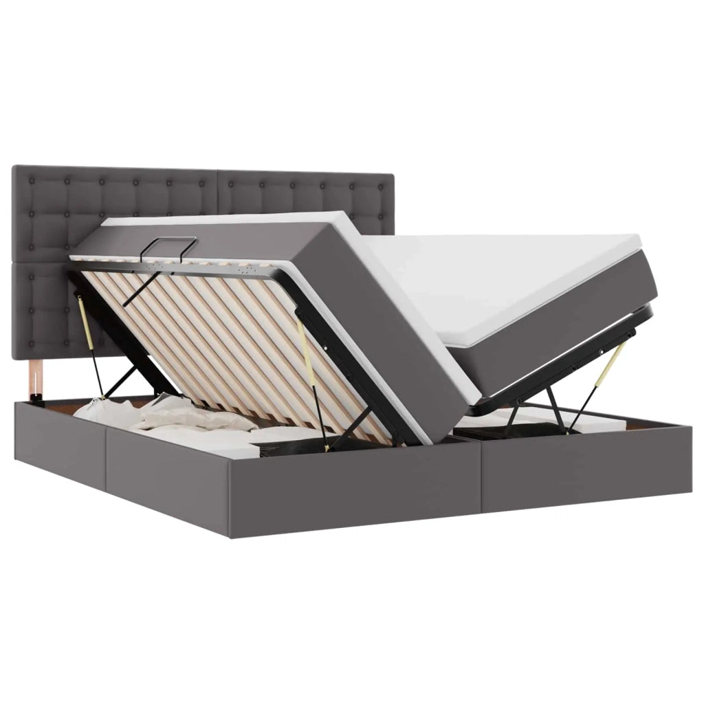 Letto con contenitore e materasso Grigio 180 x 200 cm