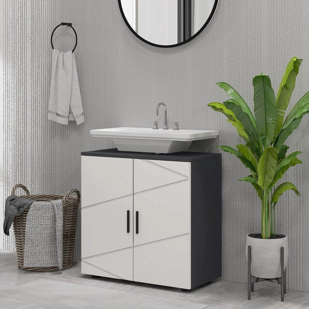 Mobiletto Bagno Sottolavabo ¨C Minimal ¨C Legno Grigio 60x30x