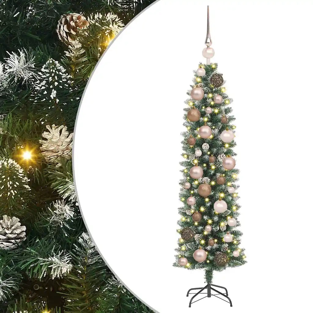 Albero di Natale Artificiale Sottile Verde e Bianco 120 cm 3395267