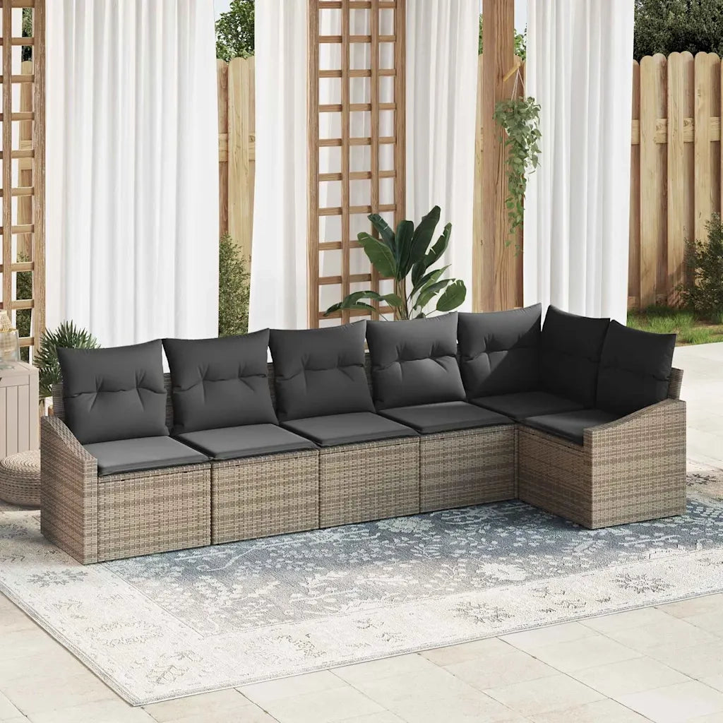 Set Divano da Giardino con cuscino 6 pcs Grigio polyrattan 3355408