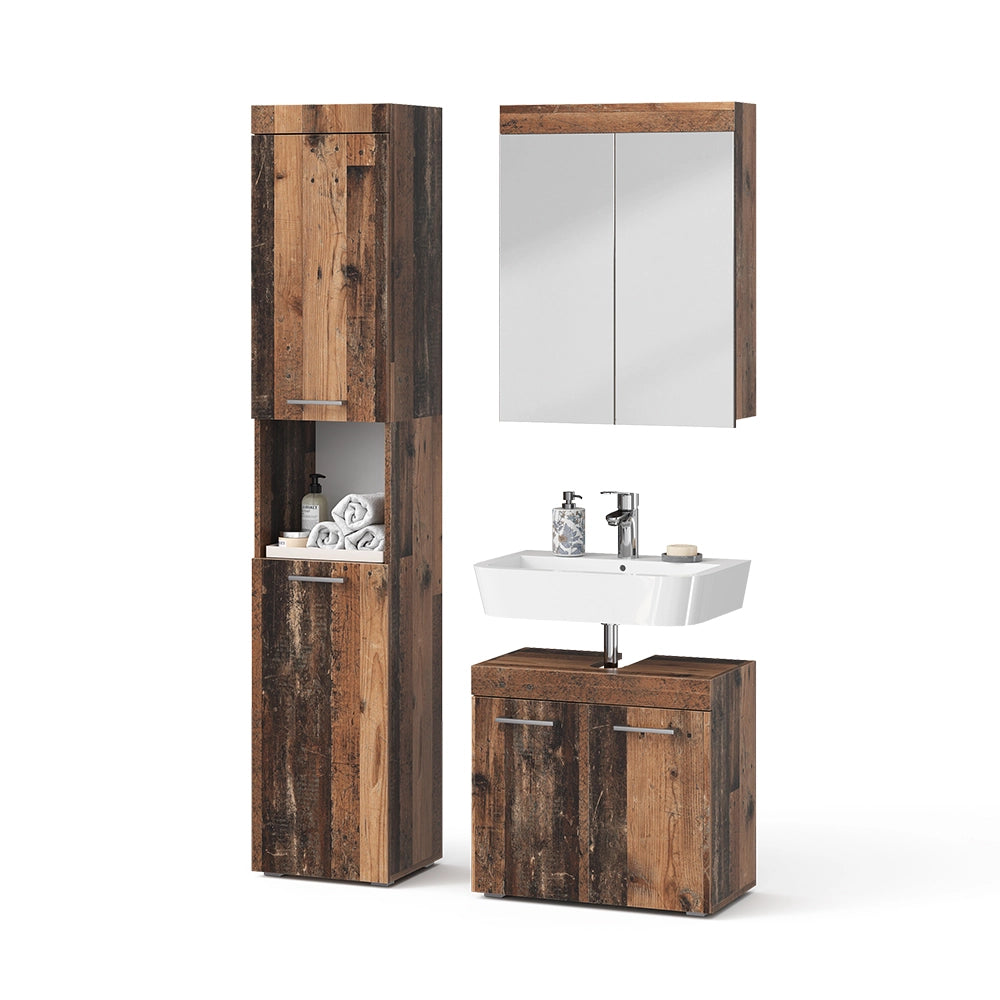Vicco Set di mobili da bagno Oldstyle 3 parti, con colonna