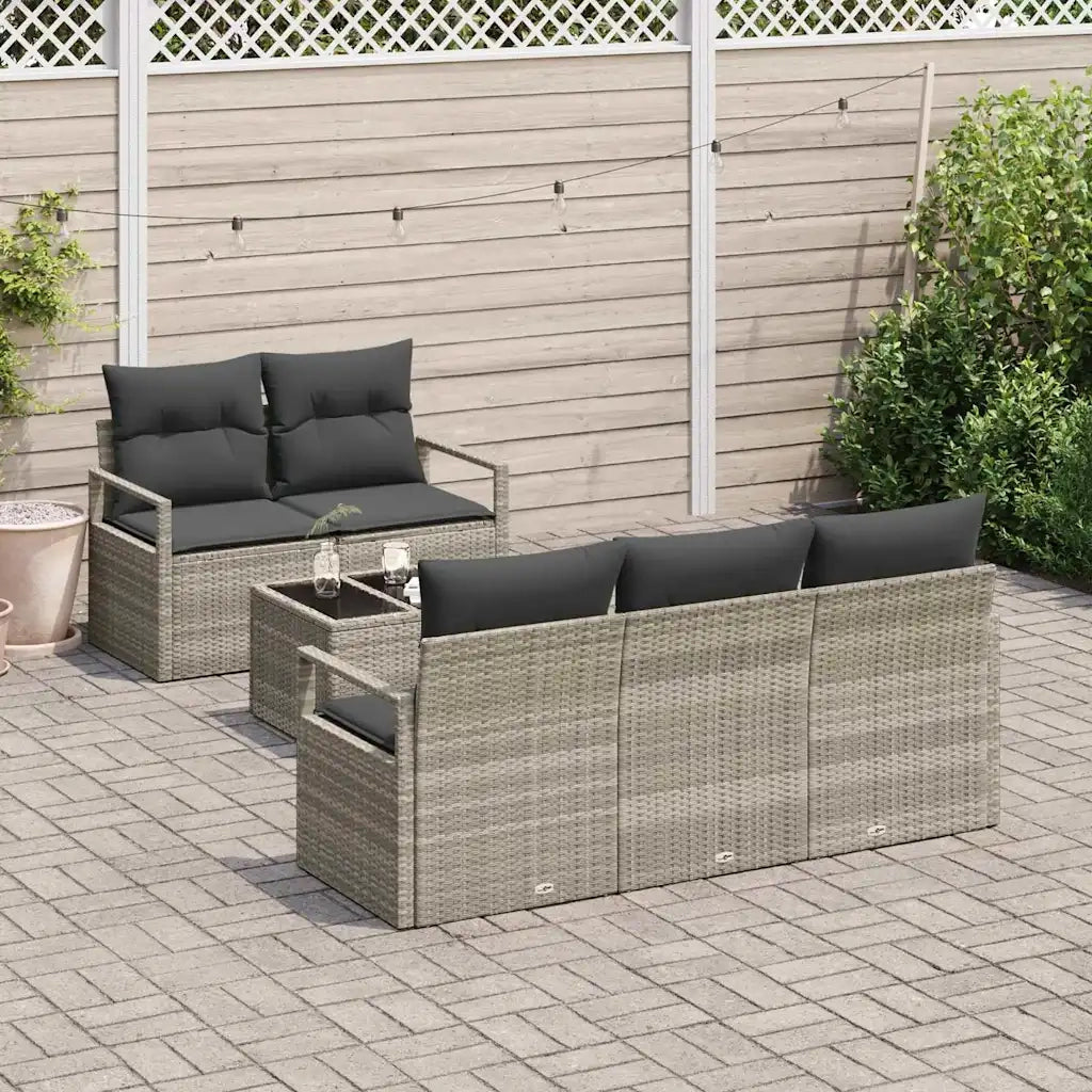 Set di divani 6 pcs Grigio chiaro polyrattan