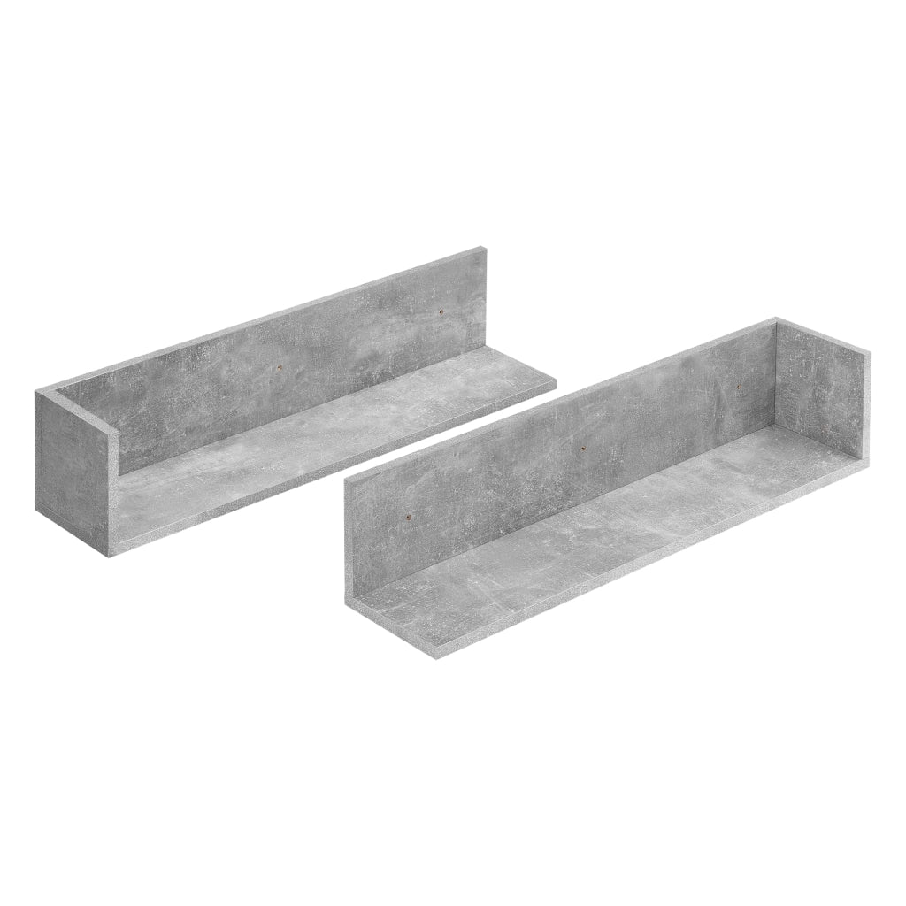 Set Elverum 2 Mensole da Parete a Forma di L 75 x 16,5 x 16,5 cm Effetto Cemento [en.casa]