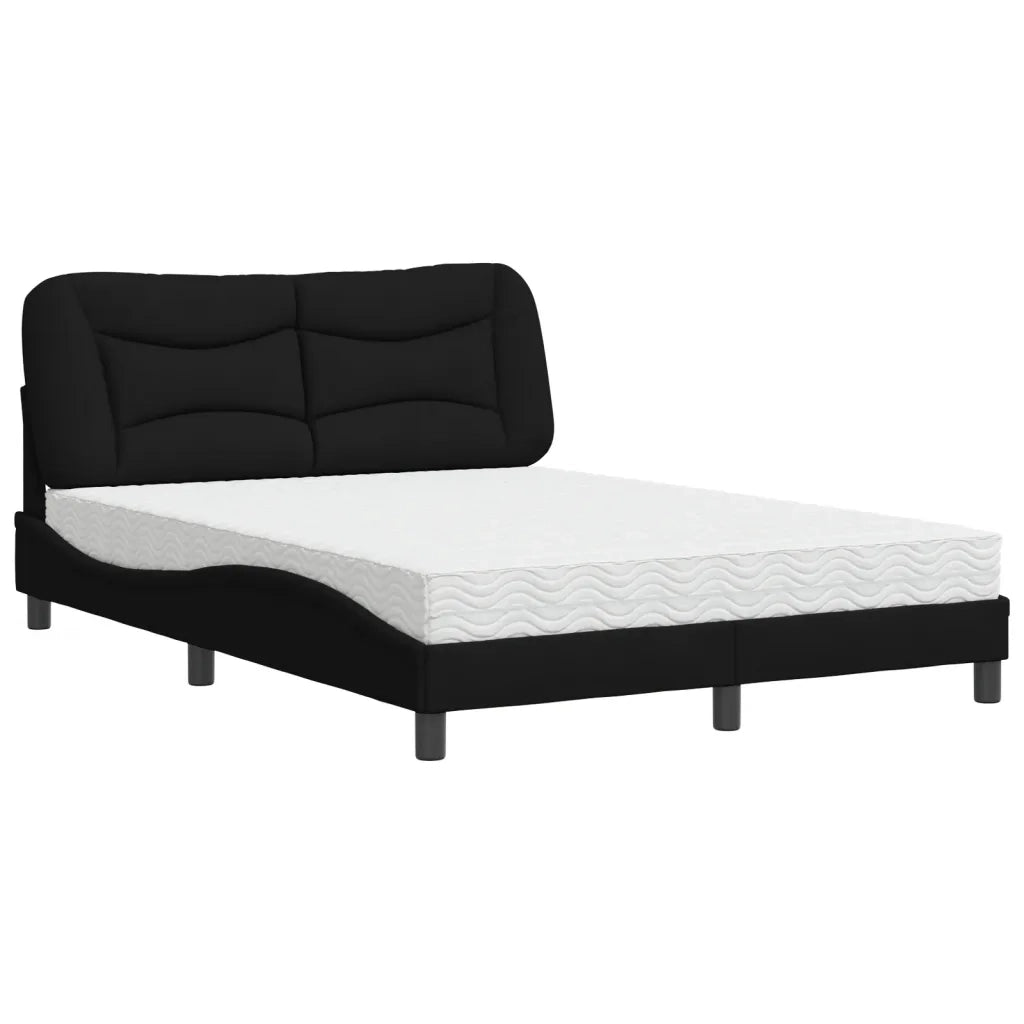 Letto con Materasso Hvar Nero 140x190 cm in Tessuto