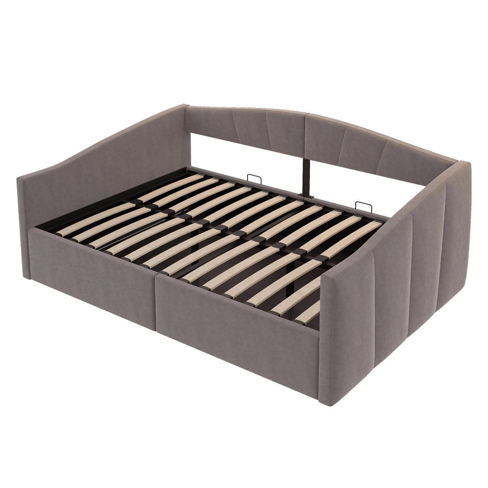 Divano letto doppio 140x200cm - Xylo - grigio, velluto pelle, classico