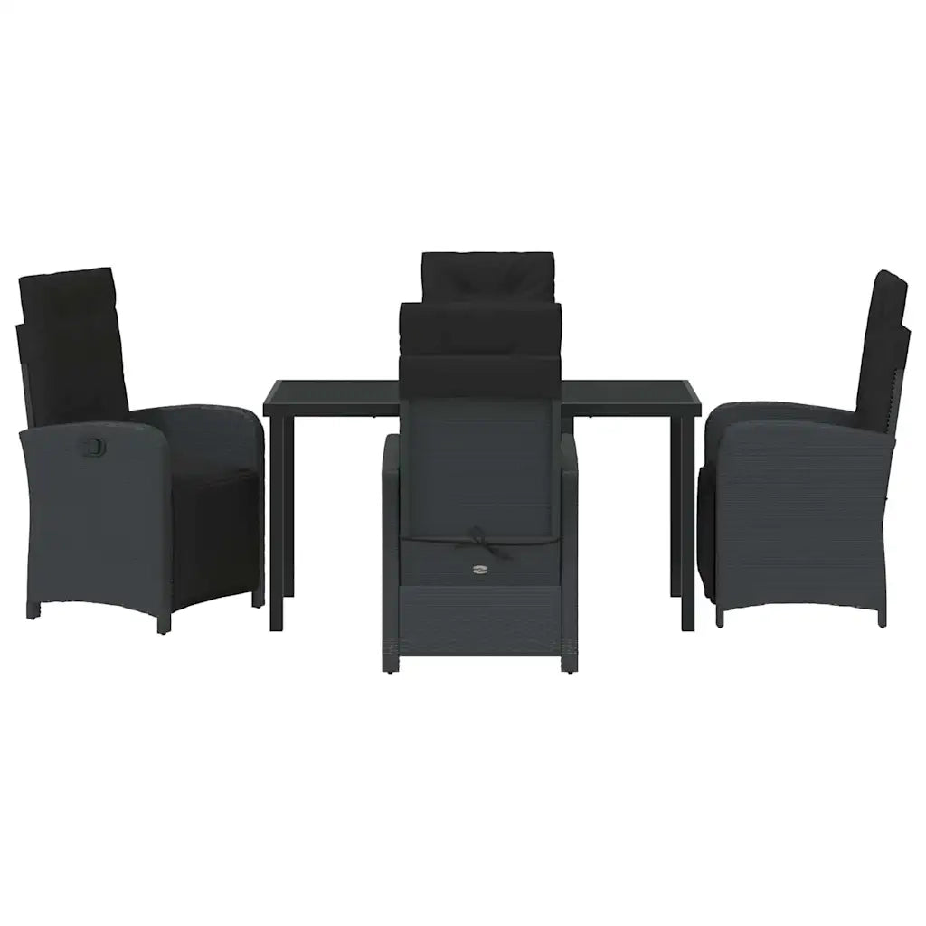 Set da Pranzo per Giardino con cuscino 5 pcs Nero polyrattan 3380311
