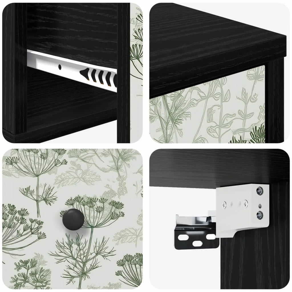 Mobiletto da comodino a parete GOTHA 2 pz Rovere Nero 8007508