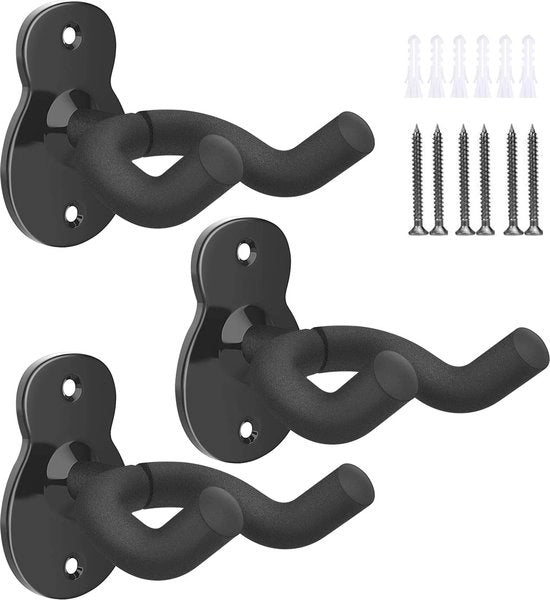 Set di 3 Sostegni per Chitarra - Supporto per Chitarre Acustiche, Elettriche e Ukulele - Nero