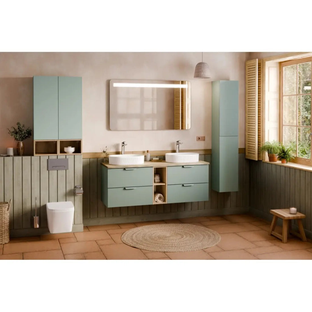 Mobile sottolavabo OSTER 60 cm verde salvia sospeso con 2 cassetti