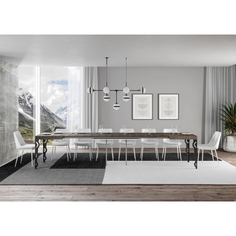 Tavolo allungabile 200/460x90 cm Karamay telaio Antracite - Noce