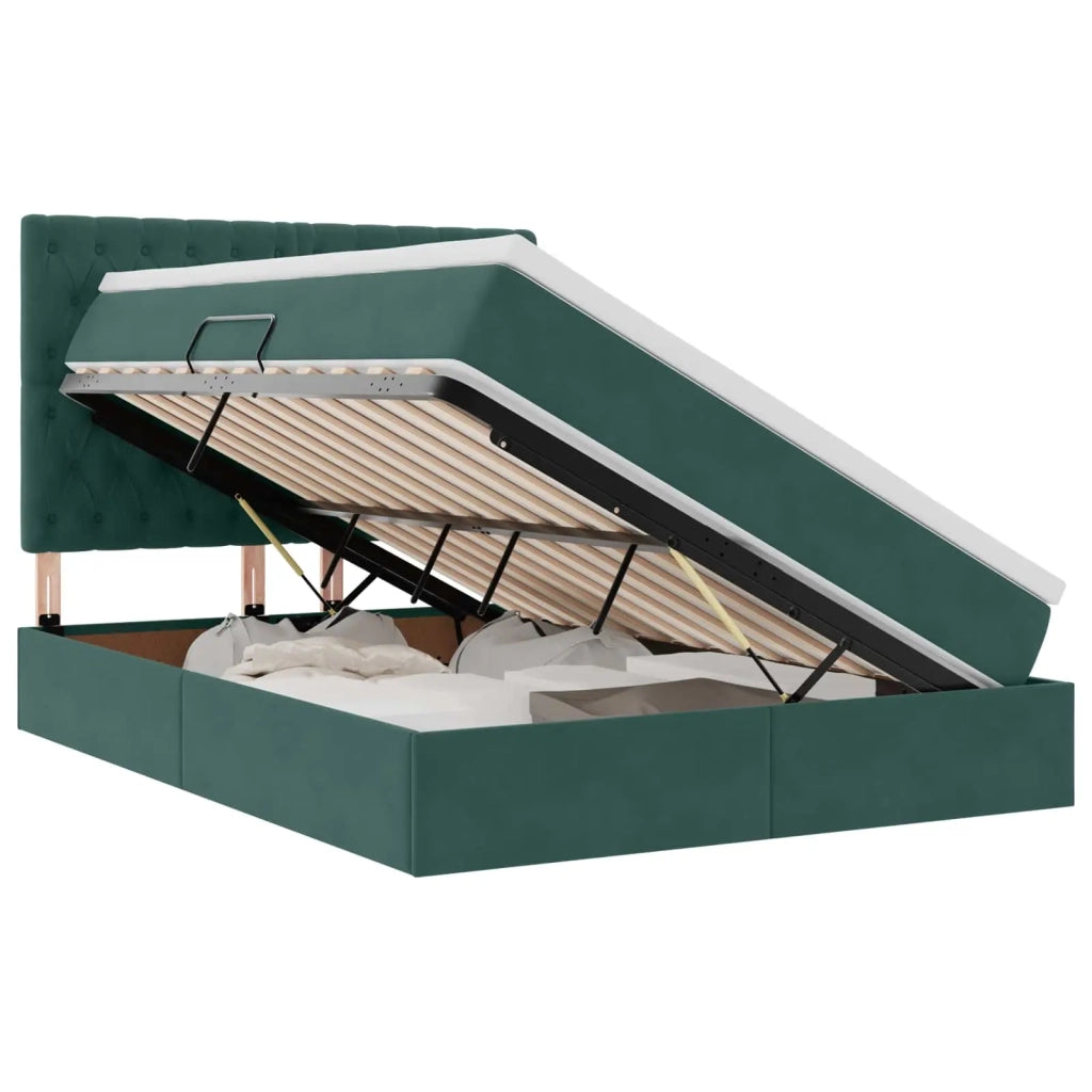 Letto con contenitore e materasso Verde Scuro 140 x 200 cm 3372096