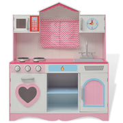 Cucina Giocattolo in Legno 82x30x100 cm Rosa e Bianca 80179