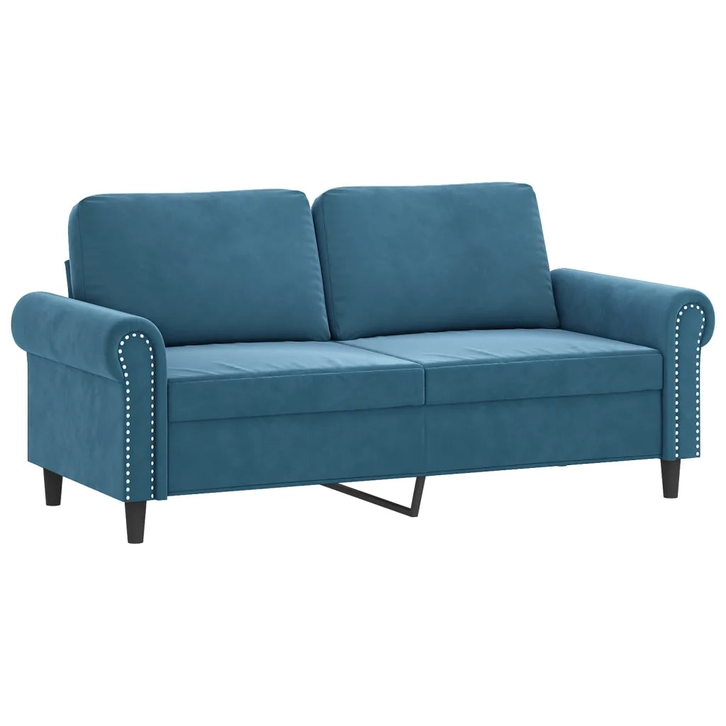 Set di Divani 3 pz con Cuscini Blu in Velluto 3202229