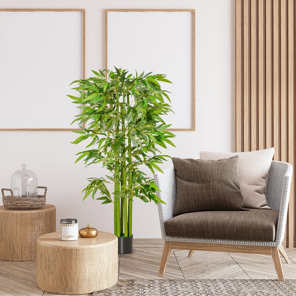 Bamb¨´ Artificiale XL ¨C Minimal ¨C 160 cm, Nero e Verde, Pot Incluso