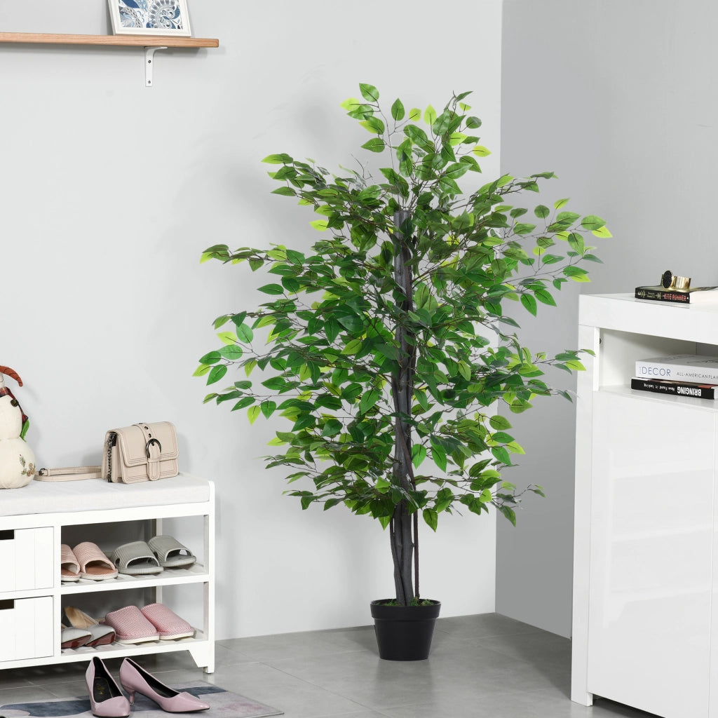 Pianta Artificiale Ficus ¨C Xylo ¨C H.145 cm con Tronco Rami Licheni Foglie Vaso Incluso