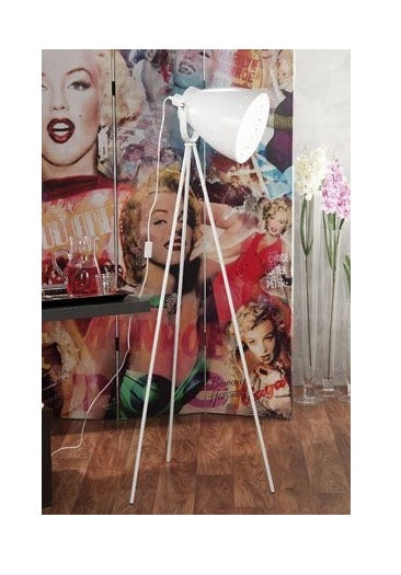 Lampada da Terra Tripode Stile Cinema Moderna 152 cm Bianco Salotto Studio