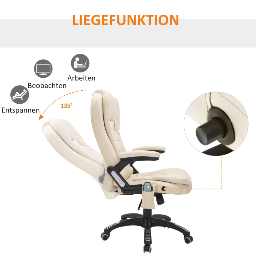 Sedia da ufficio con massaggio e riscaldamento ¨C Minimal ¨C cremewei? e nero
