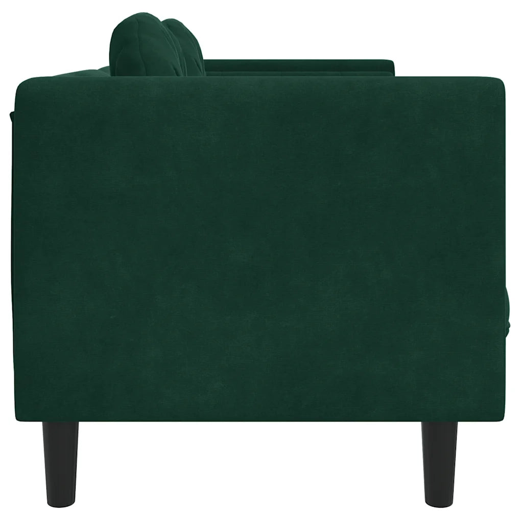 Divano a 2 Posti con Cuscini Verde Scuro in Velluto 372634
