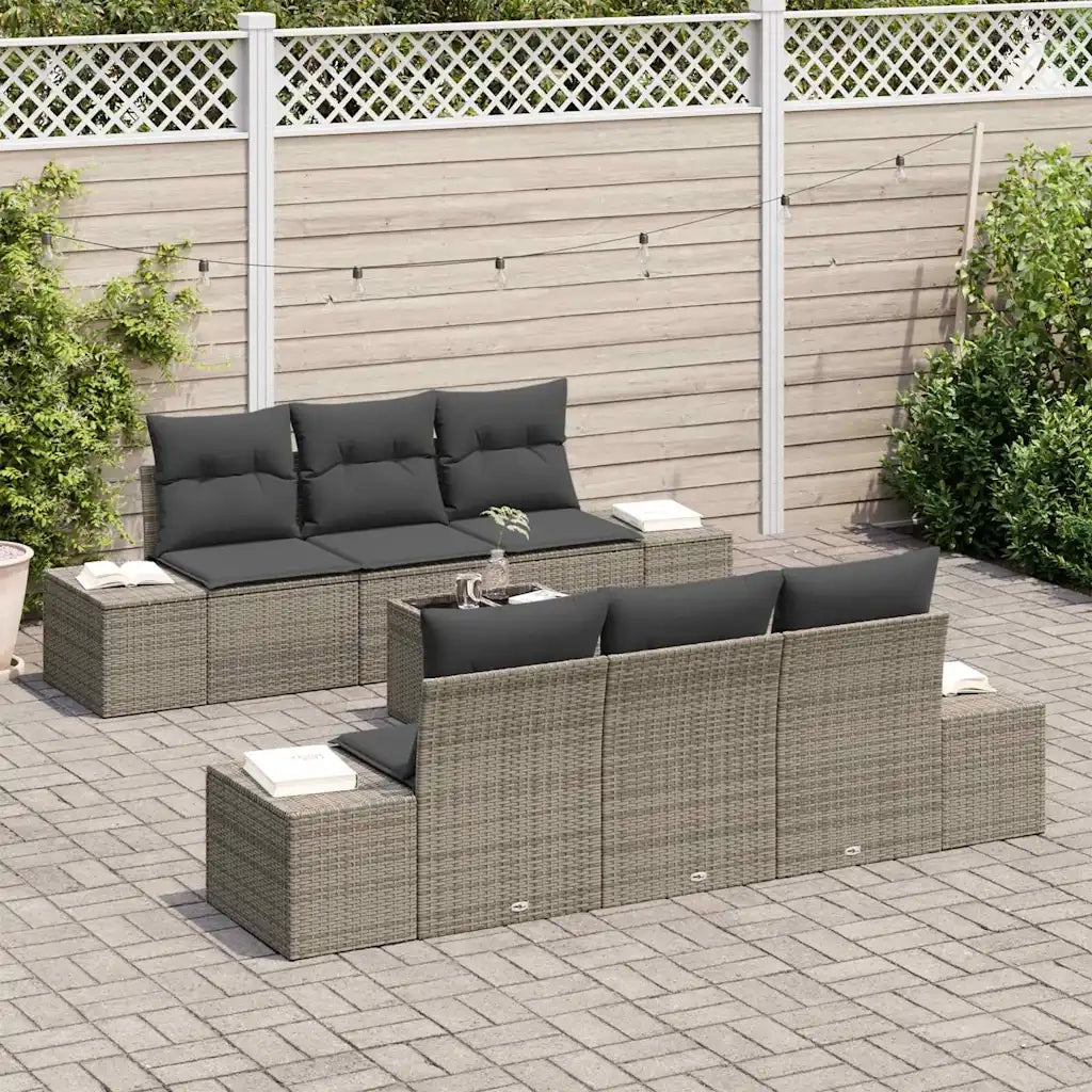 Set Divano da Giardino con cuscino 7 pcs Grigio polyrattan 3346949