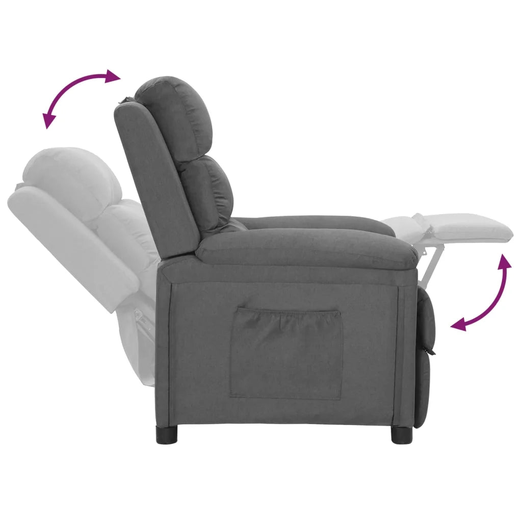 Poltrona | Sedia Relax Reclinabile in Tessuto Grigio Chiaro