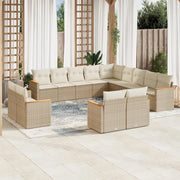 Set Divano da Giardino 13 pz con Cuscini Beige in Polyrattan 3226527