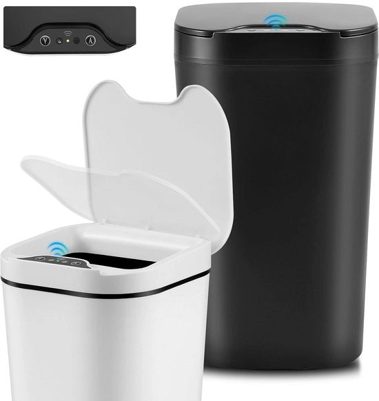 Set di 2 Cestini Automatici a Sensore con Coperchio 12L per Bagno e Cucina