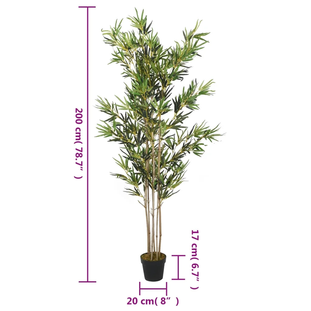 Albero Bambù Artificiale 1380 Foglie 200 cm Verde 358962