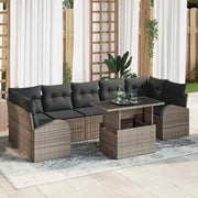 Set Divano da Giardino 8 pcs Grigio Rattan in Polipropilene