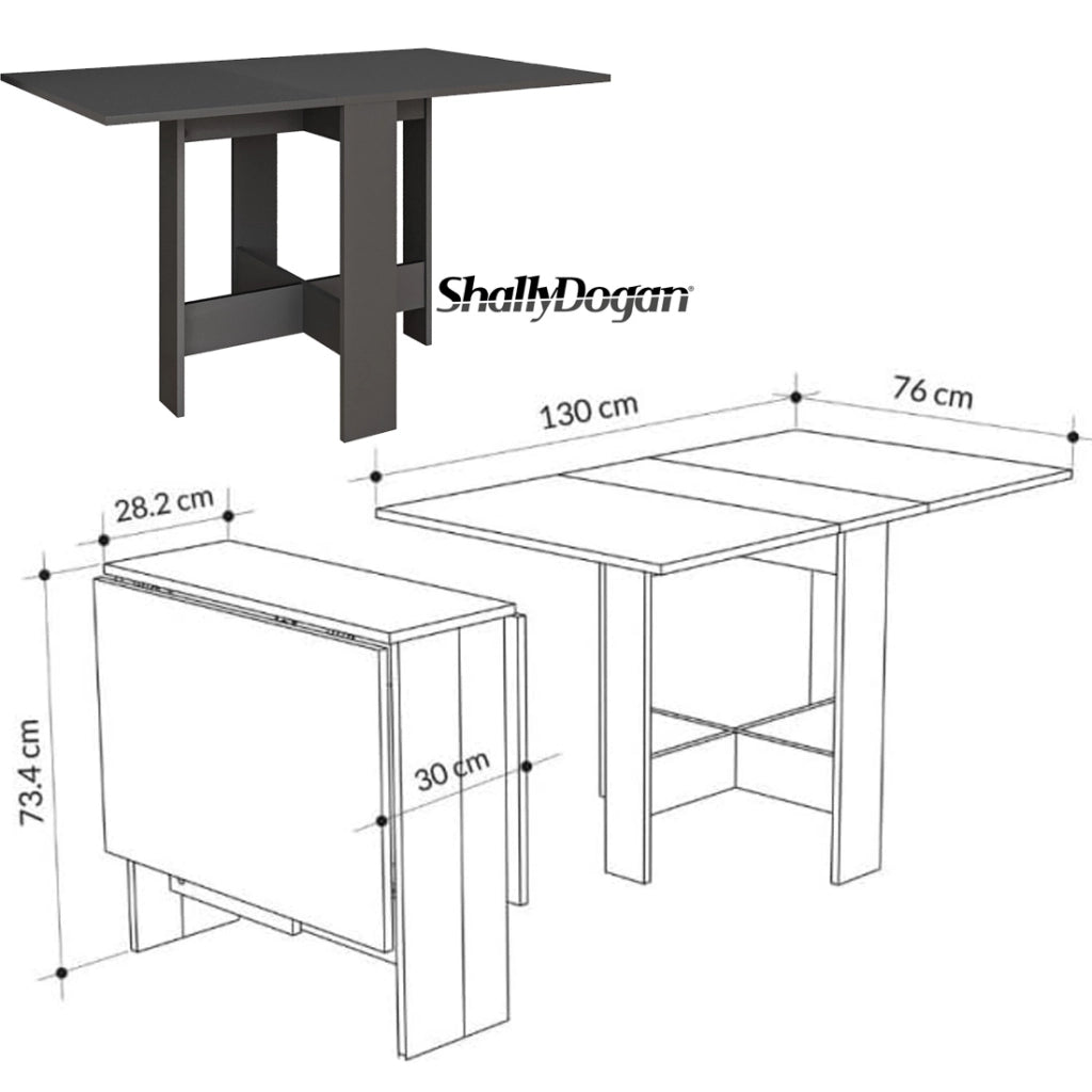 Tavolo consolle allungabile Artemio 30-130x76 cm Salvaspazio Legno Antracite