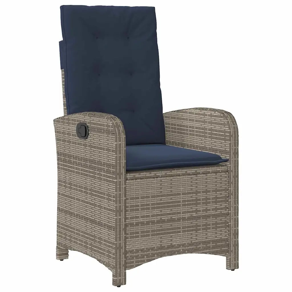 Set da Pranzo per Giardino con cuscino 7 pcs Grigio polyrattan