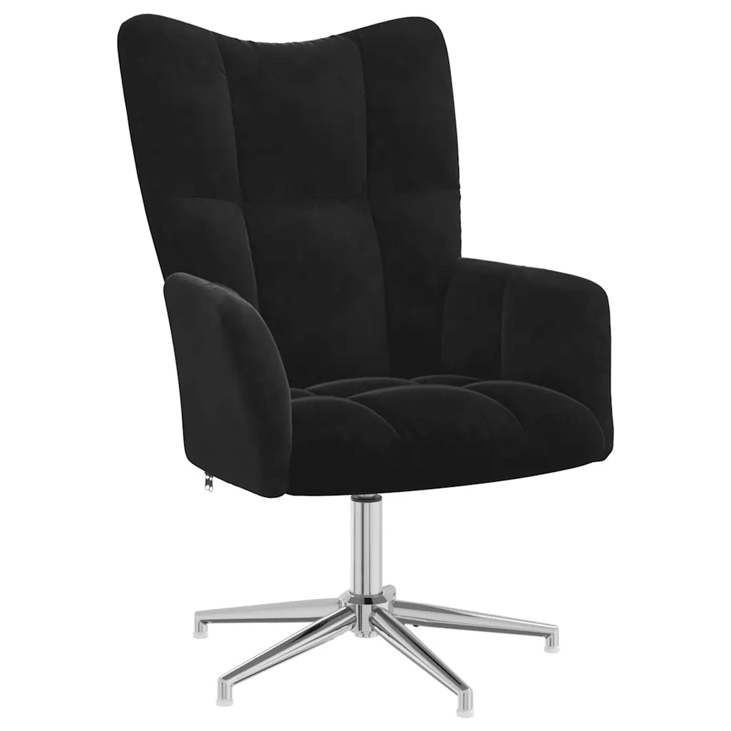 Poltrona Relax | Sedia Relax con Poggiapiedi Nero in Velluto