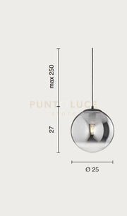 SOSPENSIONE BALU 3-FUME' 1 LUCE ATTACCO E27 D.25CM L.27CM